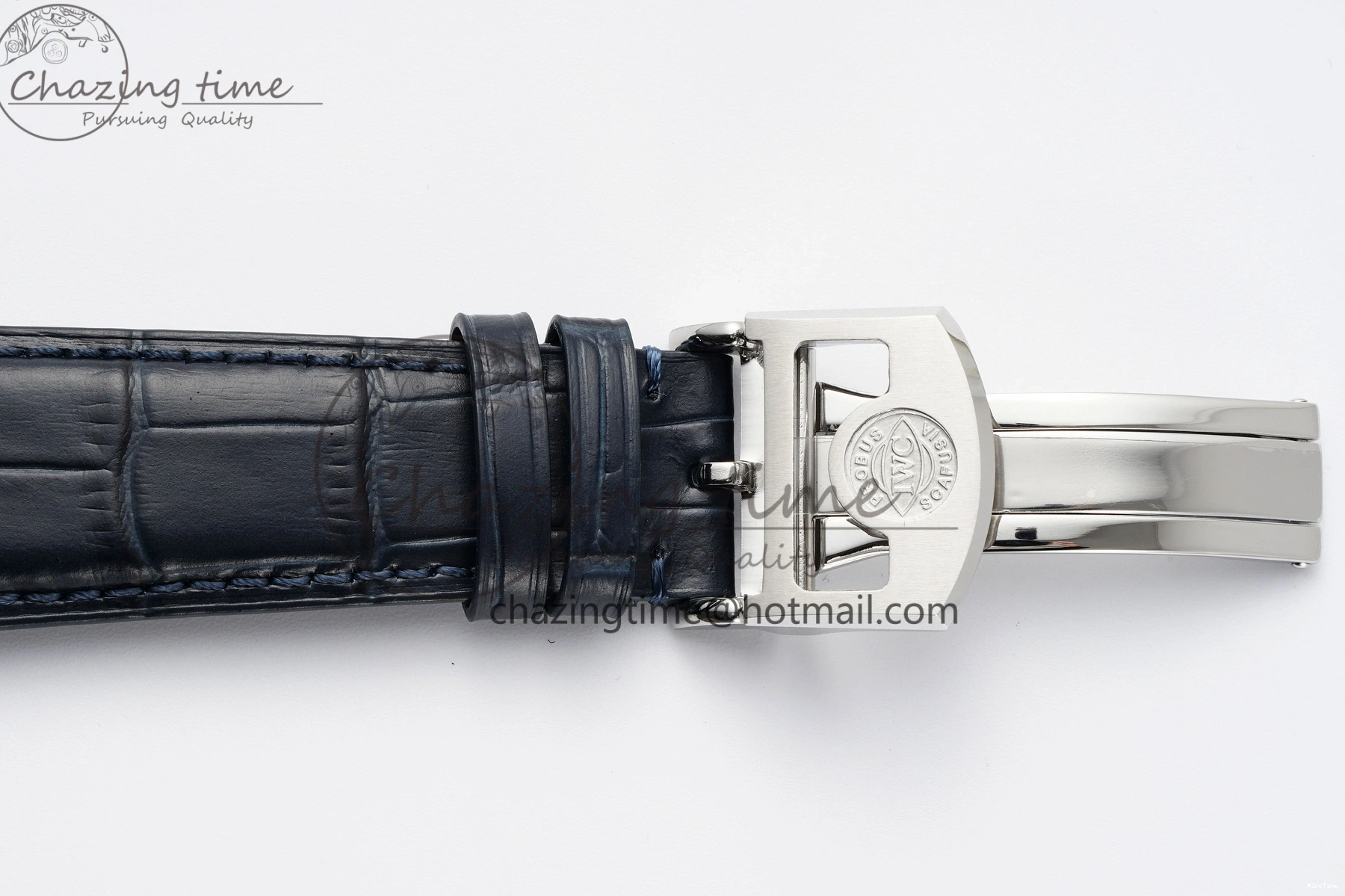 MIROTIME 0413 ZeroBulk Portuguese Real PR IW500715 SS AZF 1:1 Best Edition White Blue Dial on Blue Leather Strap A 7034